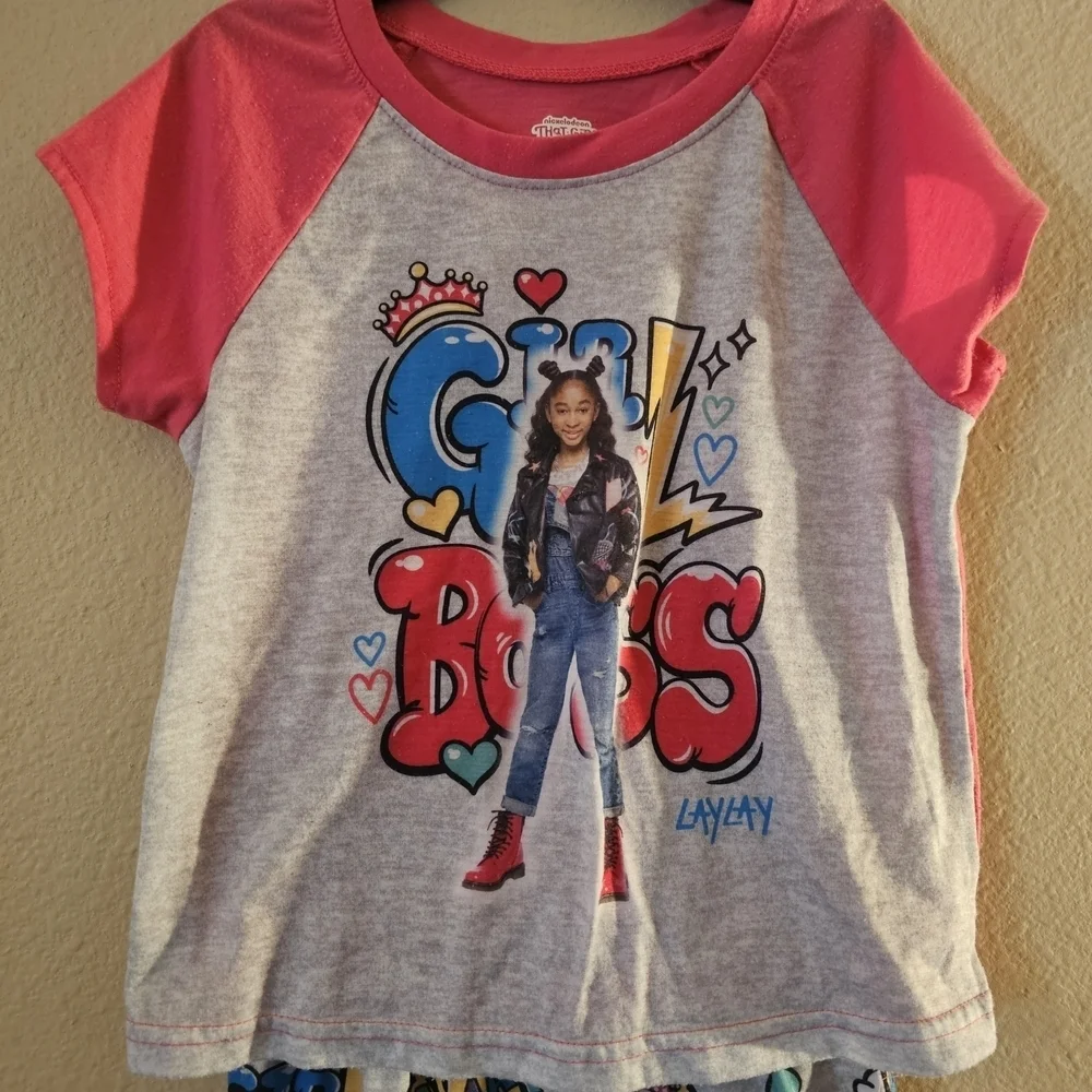 Nickelodeon Girl Boss Pajama Set - Pink and Gray